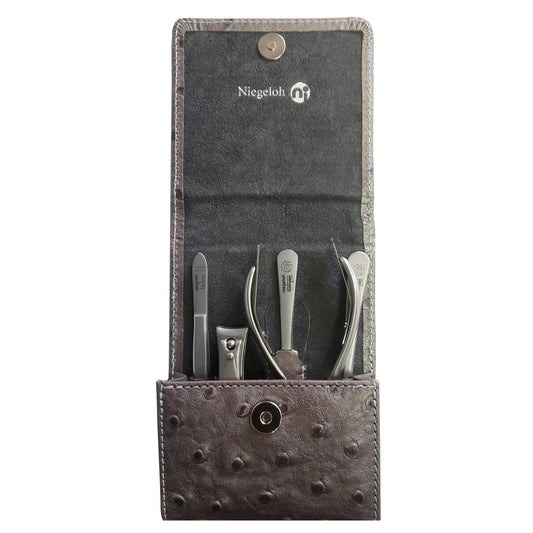 Manicure case model Strauß grey 6-piece Solingen – Stainless steel