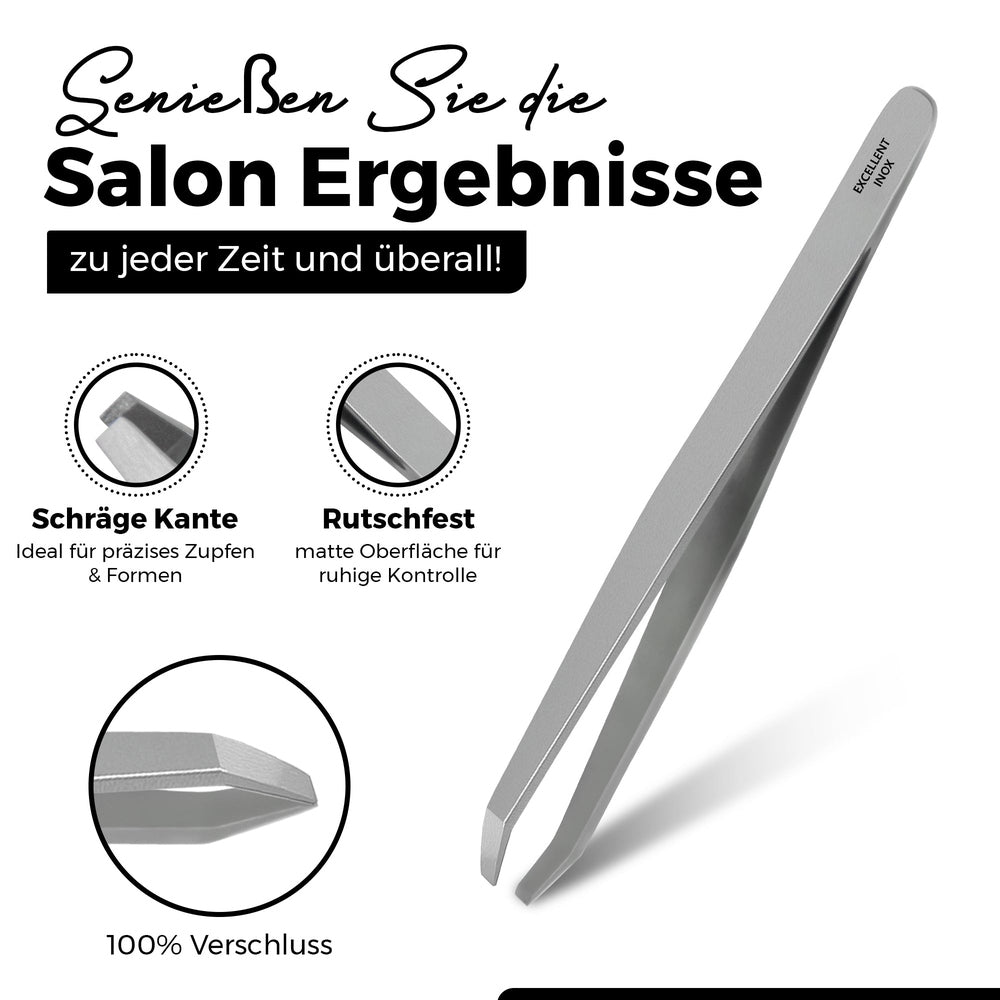 Bevelled gripping edge of the Excellent tweezers for plucking eyebrows – view 2