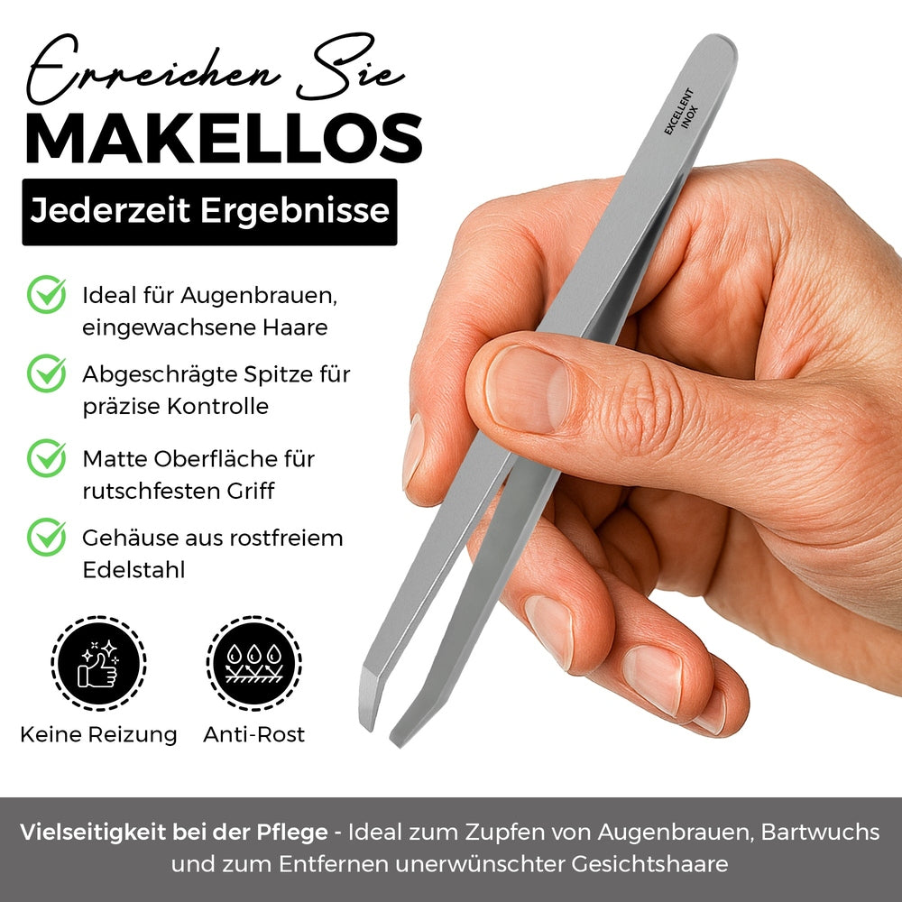 Ground gripping edges of the angled Excellent tweezers – view 6