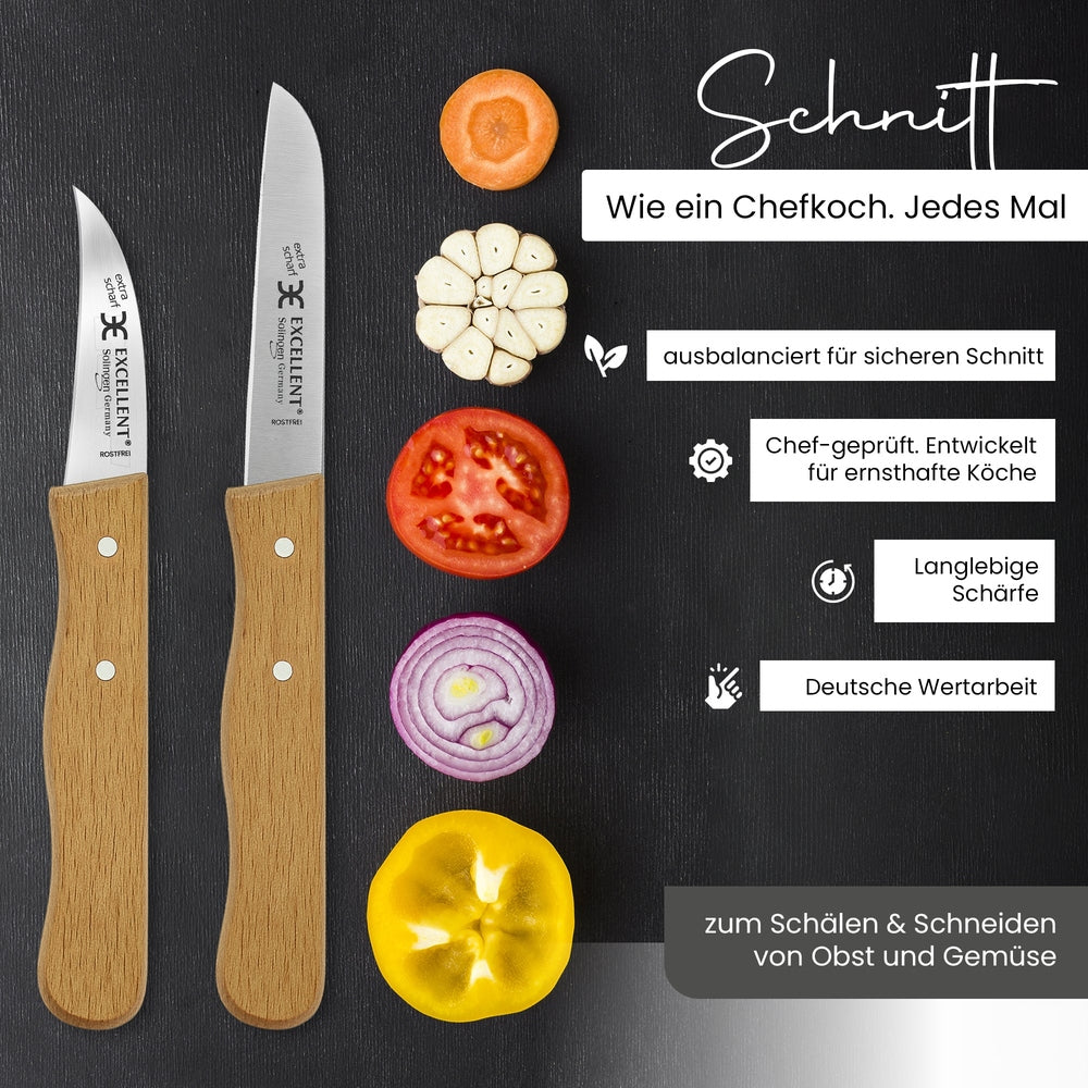 Set de 2 couteaux à légumes en hêtre – Acier inoxydable, vue 7