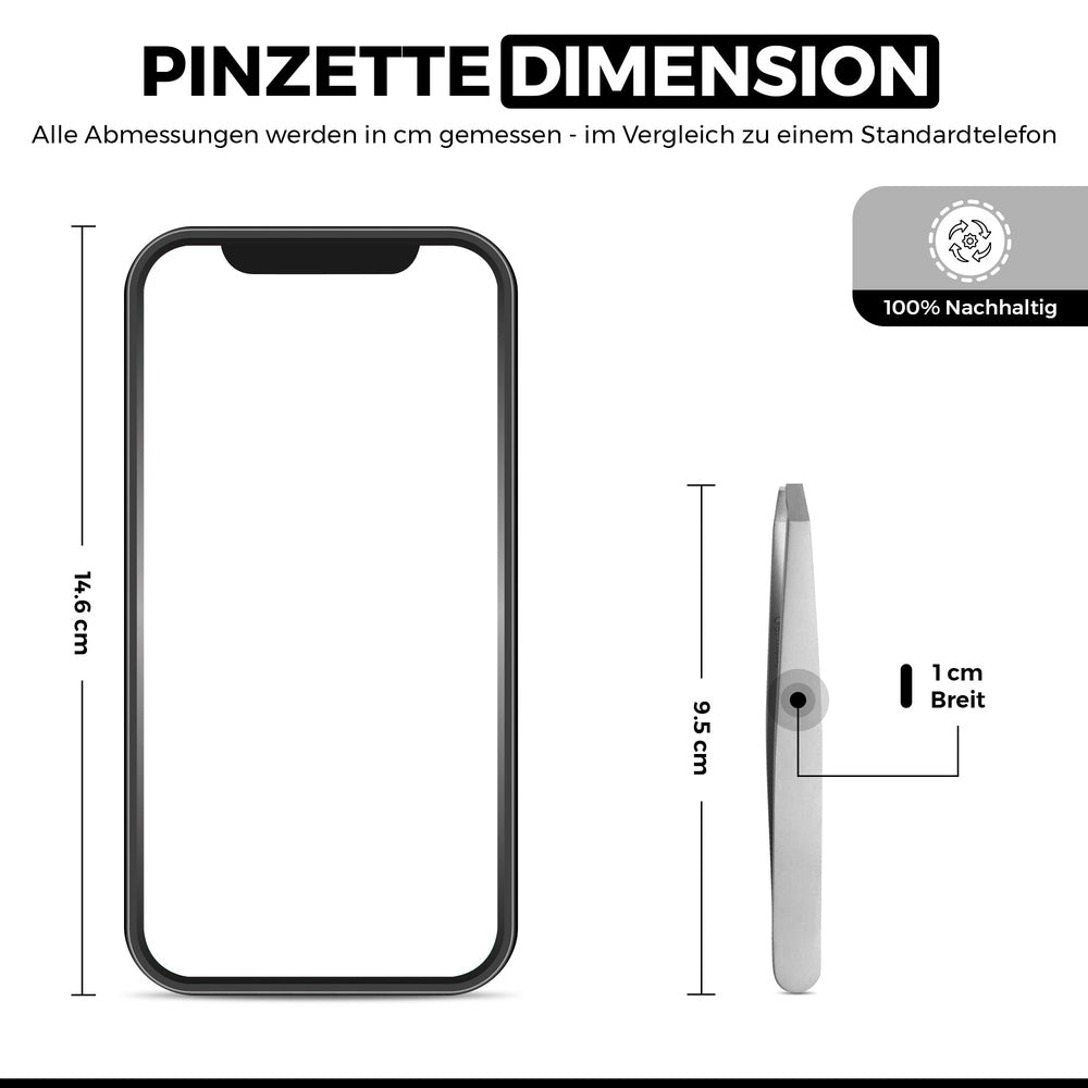 Pinza de depilar angulada con punta recta – forma de mango ergonómica