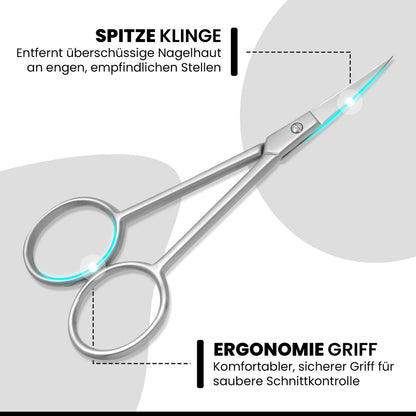 Cuticle scissors, pointed blade – ergonomic handle shape