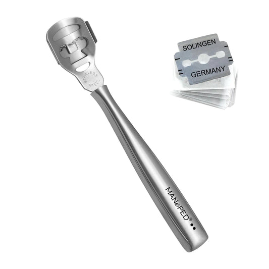 MANePED stainless steel callus plane including 100 individually packed replacement blades