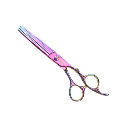 Dog grooming scissors, serrated on one side – Stainless steel (forged and hardened)