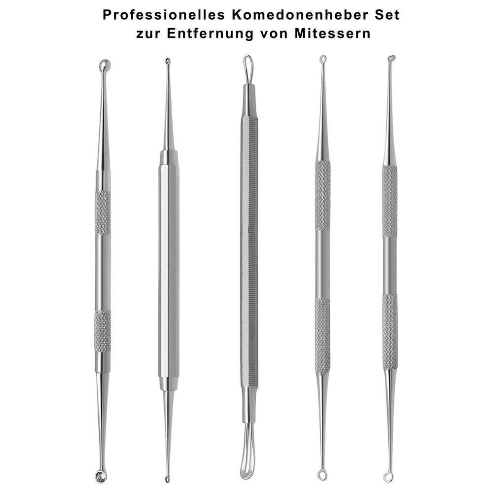 Comedone extractor set with five different shapes for blackheads and pimples – view 2