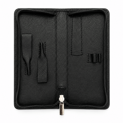 Astuccio manicure 4 pezzi pelle bovina nero