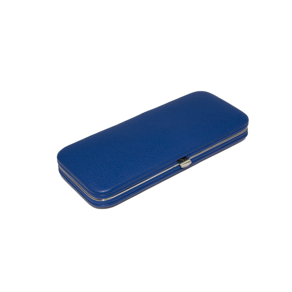 Astuccio manicure 5 pezzi pelle blu