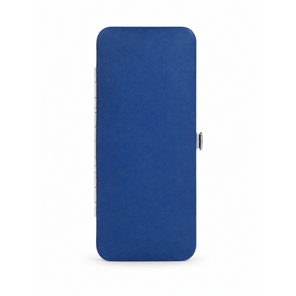 Astuccio manicure 5 pezzi pelle blu