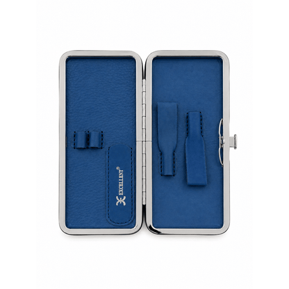 Astuccio manicure 5 pezzi pelle blu