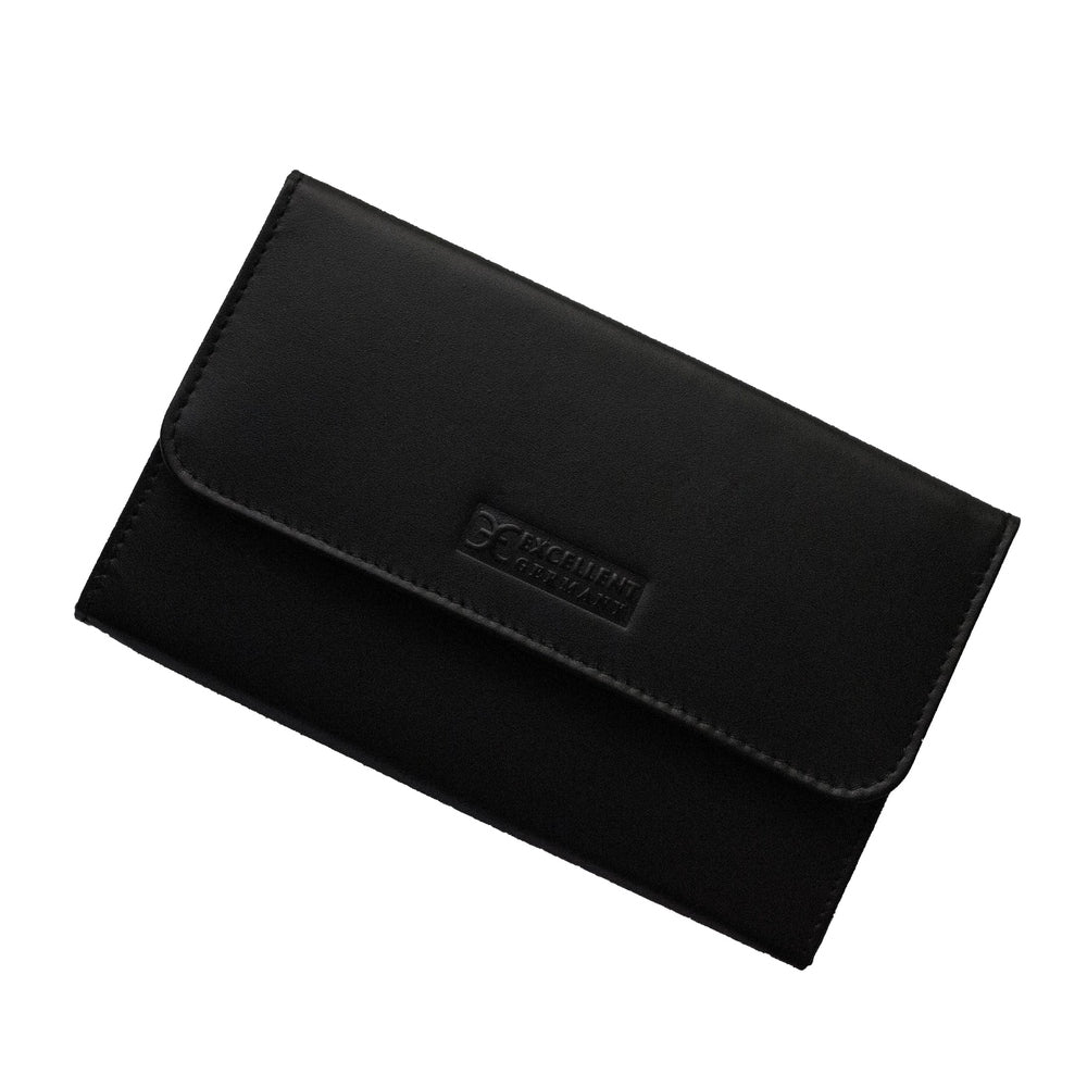Etui do manicure - eleganckie etui z naturalnej skóry - czarny wygląd – Długość 15,5 cm