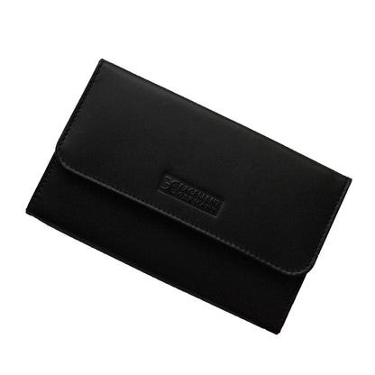 Etui do manicure - eleganckie etui z naturalnej skóry - czarny wygląd – Długość 15,5 cm