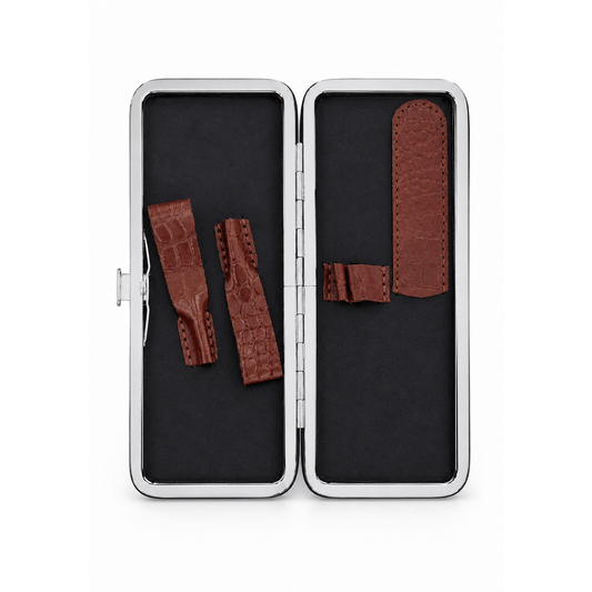 Manicure-frame-etui krokodillenlook bruin