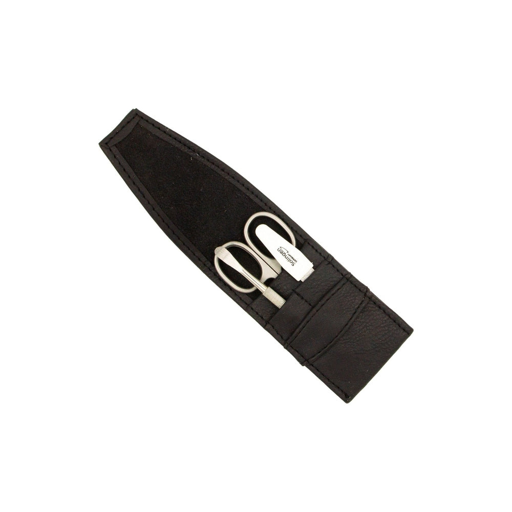 Manicure travel case 3-piece black imitation leather – Length 10.5 cm