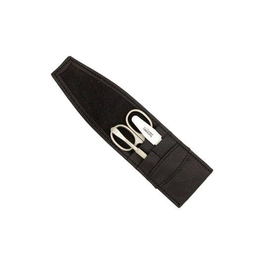 Astuccio manicure da viaggio 3 pezzi similpelle nera – Lunghezza 10,5 cm