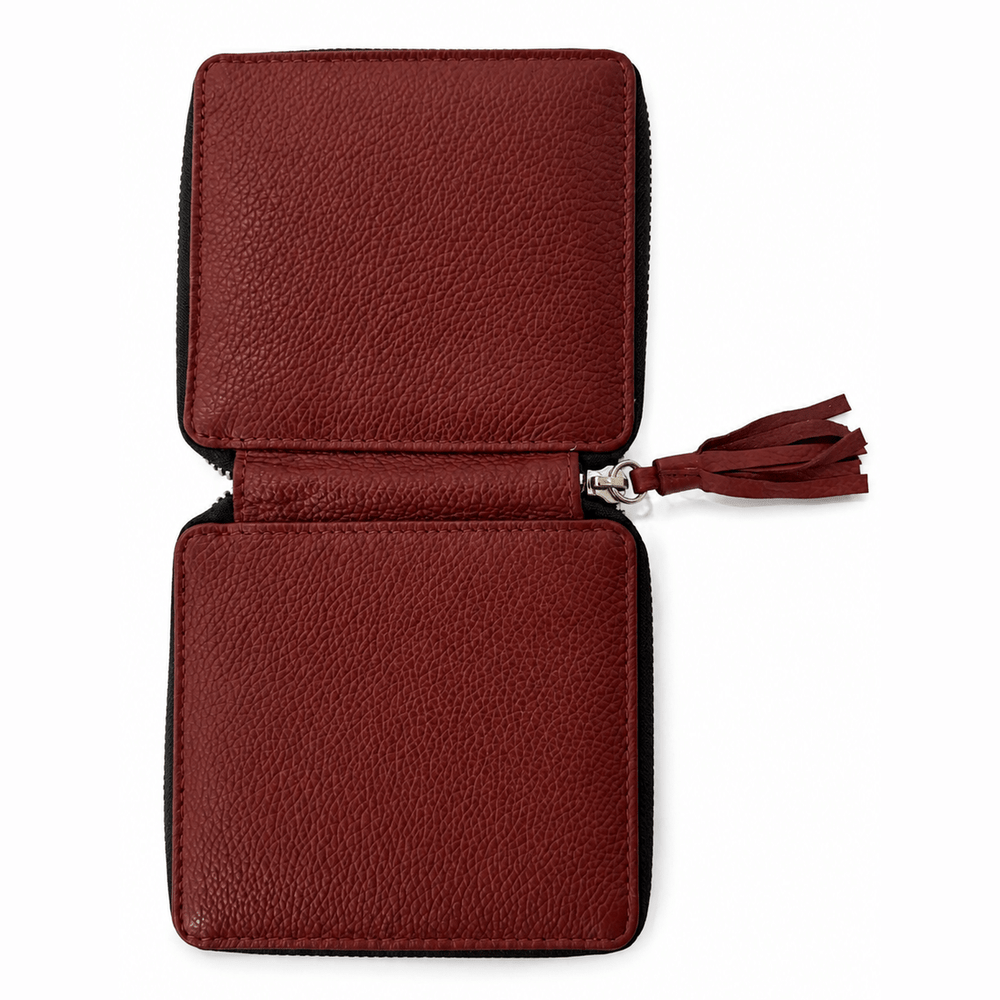 Trousse de manucure zippée cuir rouge