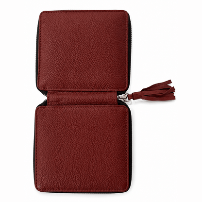 Trousse de manucure zippée cuir rouge