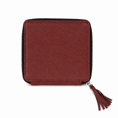 Trousse de manucure zippée cuir rouge