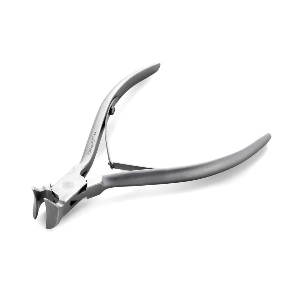 Mini head nippers with rounded tips and curved cutting edge, suitable for diabetics
