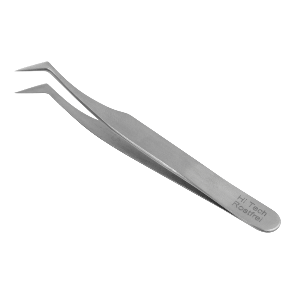 Mini pinzetta curva con punte piatte – Acciaio inox