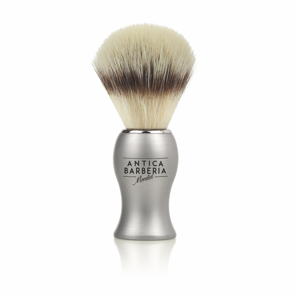 Mondial Shaving Brush Ecosilvertip Synthetic Hair vegan – Synthetic hair (vegan), brushed aluminium