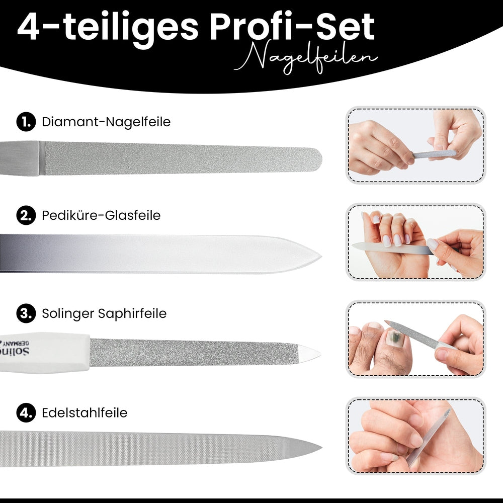 Set 4 limas de uñas vidrio zafiro diamante – Cuidado de uñas