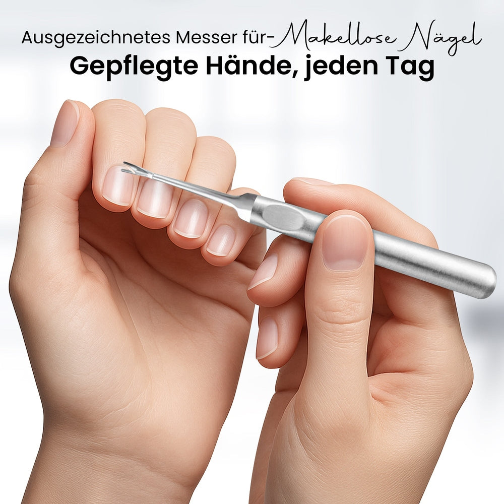 V-shaped cuticle knife for removing protruding cuticles – view 2