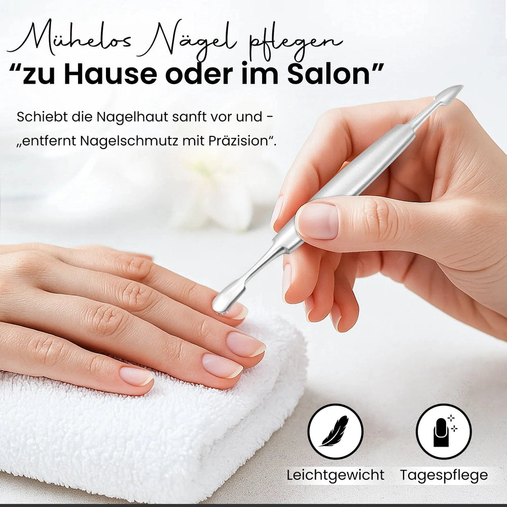 Cuticle pusher & nail cleaner – ergonomic handle shape