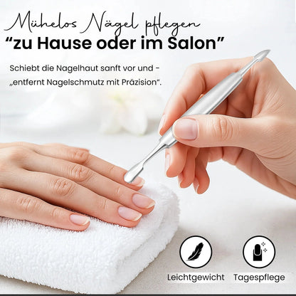 Cuticle pusher & nail cleaner – ergonomic handle shape
