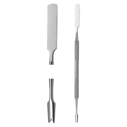 Double-sided cuticle pusher with spatula for pushing back the cuticle