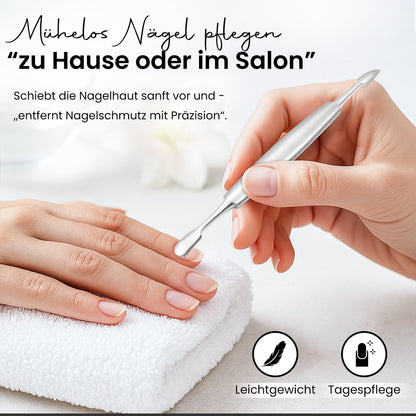 Double-ended nail cleaner for fingernails and toenails made of stainless steel – view 3