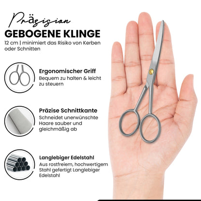 Neus- en oorhaarschaar 12 cm – gebogen snijkant
