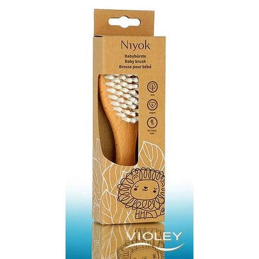Niyok brosse à cheveux bébé en hêtre, poils de ricin – Bois de hêtre, poils à base de ricin