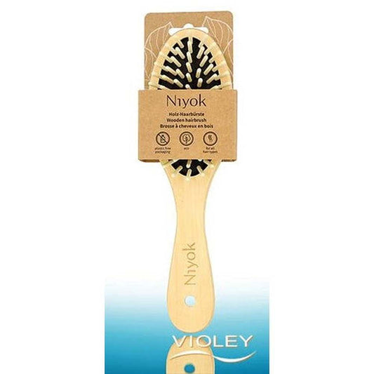 Niyok brosse à cheveux grande, picots en bois