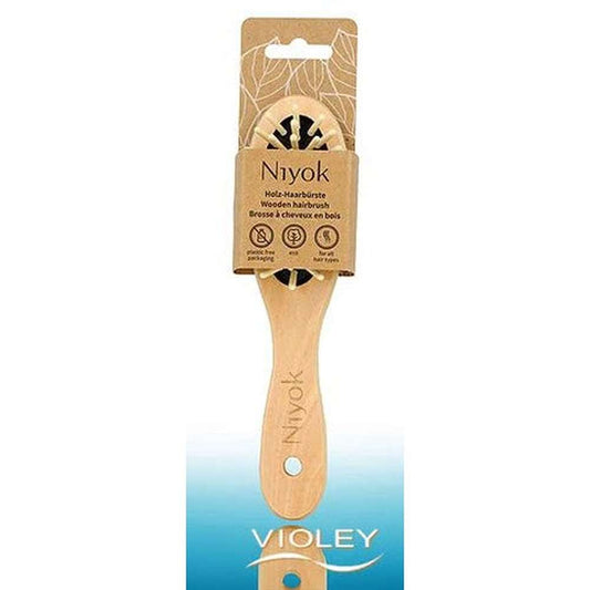 Niyok brosse à cheveux petite, picots en bois