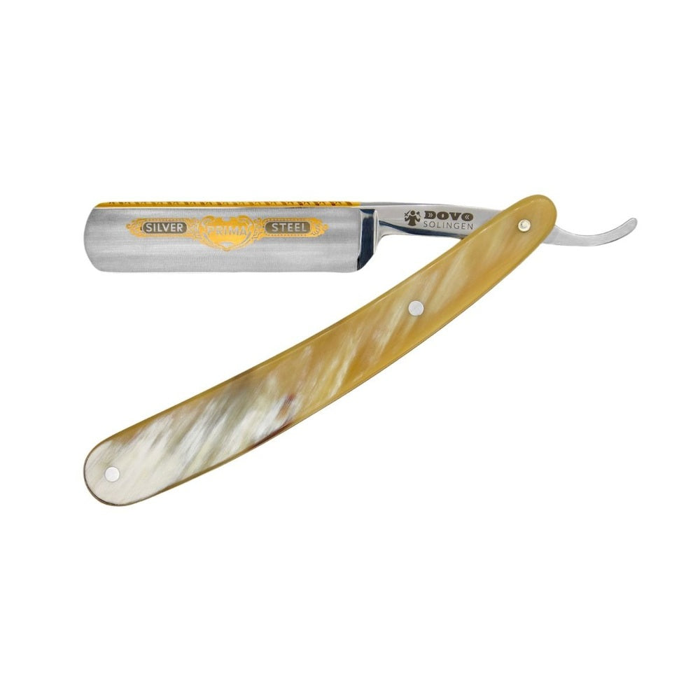 Dovo Prima Horn scheermes met heft van Afrikaanse runderhoorn en 5/8-inch lemmet