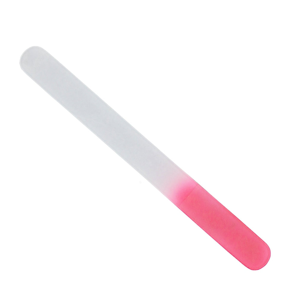 Pedicure glass nail file with tapered shape and fine grit for sensitive nails