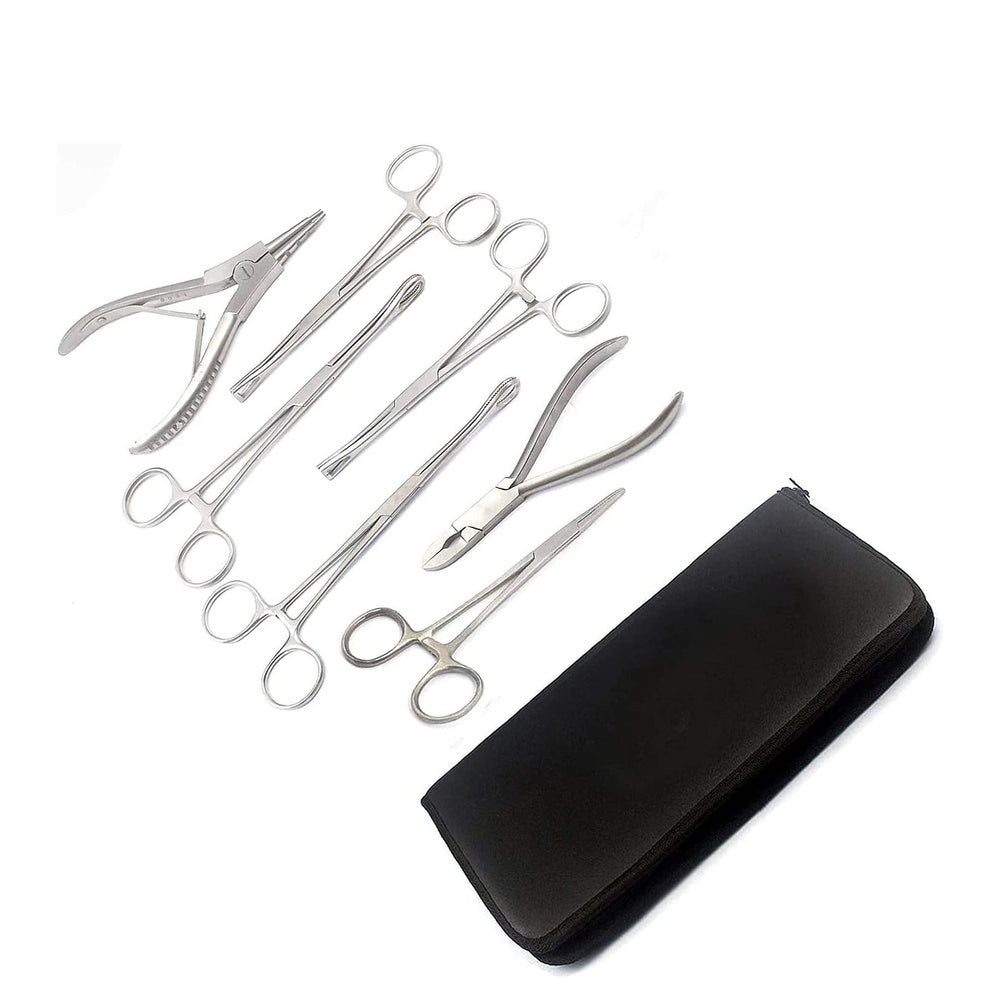 Set de pinces et clamps de piercing sept pièces Excellent pour le studio de piercing