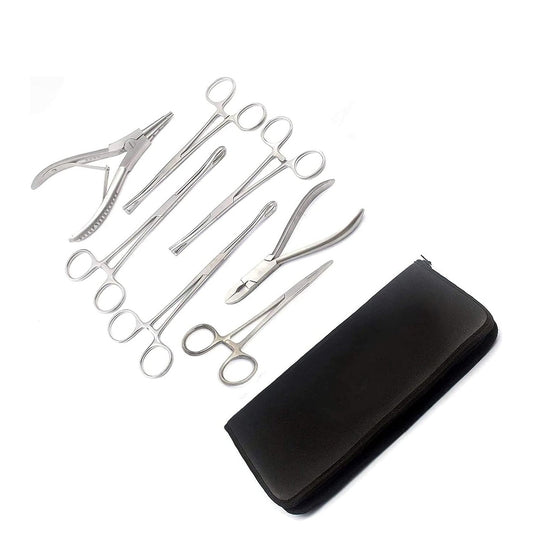Zevendelige set piercingtangen en klemmen van Excellent voor de piercingstudio
