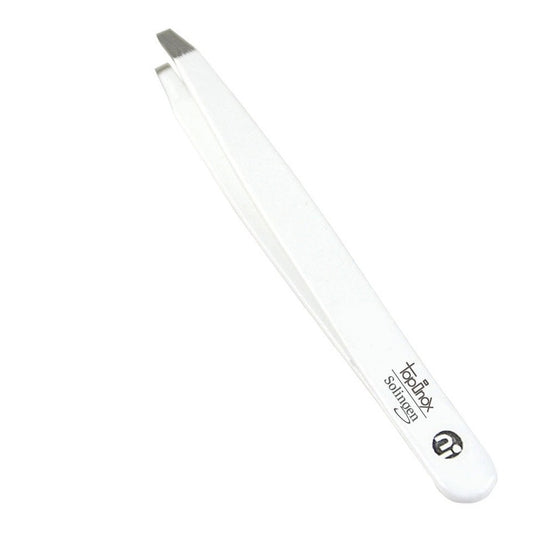 Tweezers, curved, stainless, TopInox, white, 9 cm