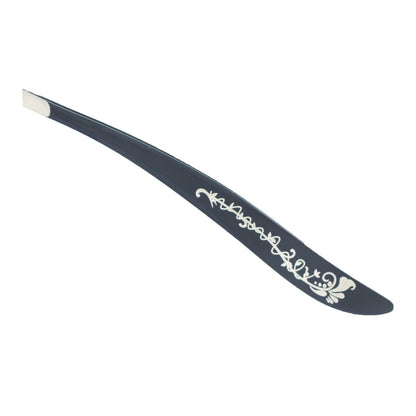 Pince à épiler biseautée, avec étui en cuir. – Longueur 10 cm