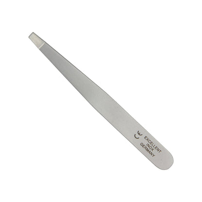 Tweezers with flat, slanted tip, 9.5 cm, stainless steel