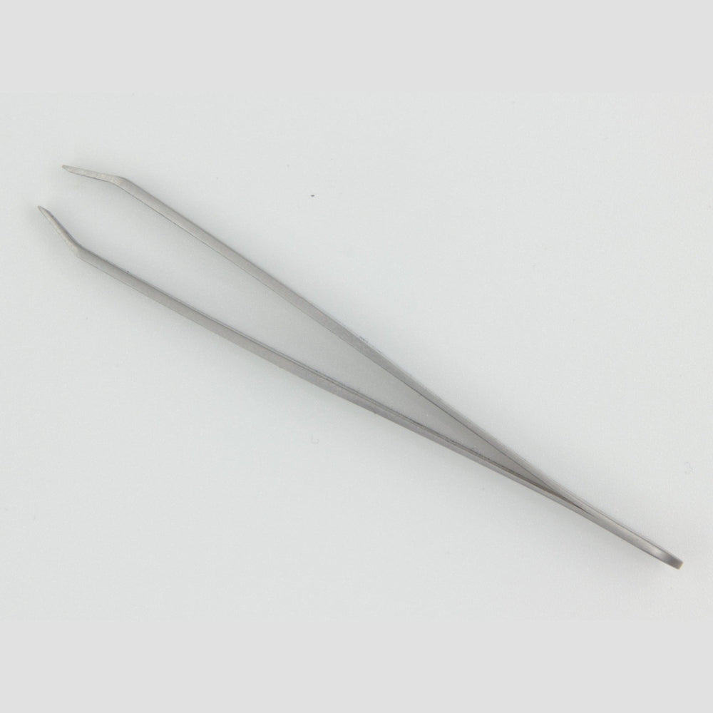 Handle of the flat, slanted stainless steel tweezers – view 4