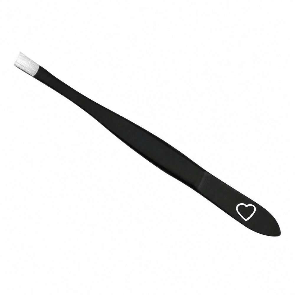 Black tweezers - straight tip – Stainless steel