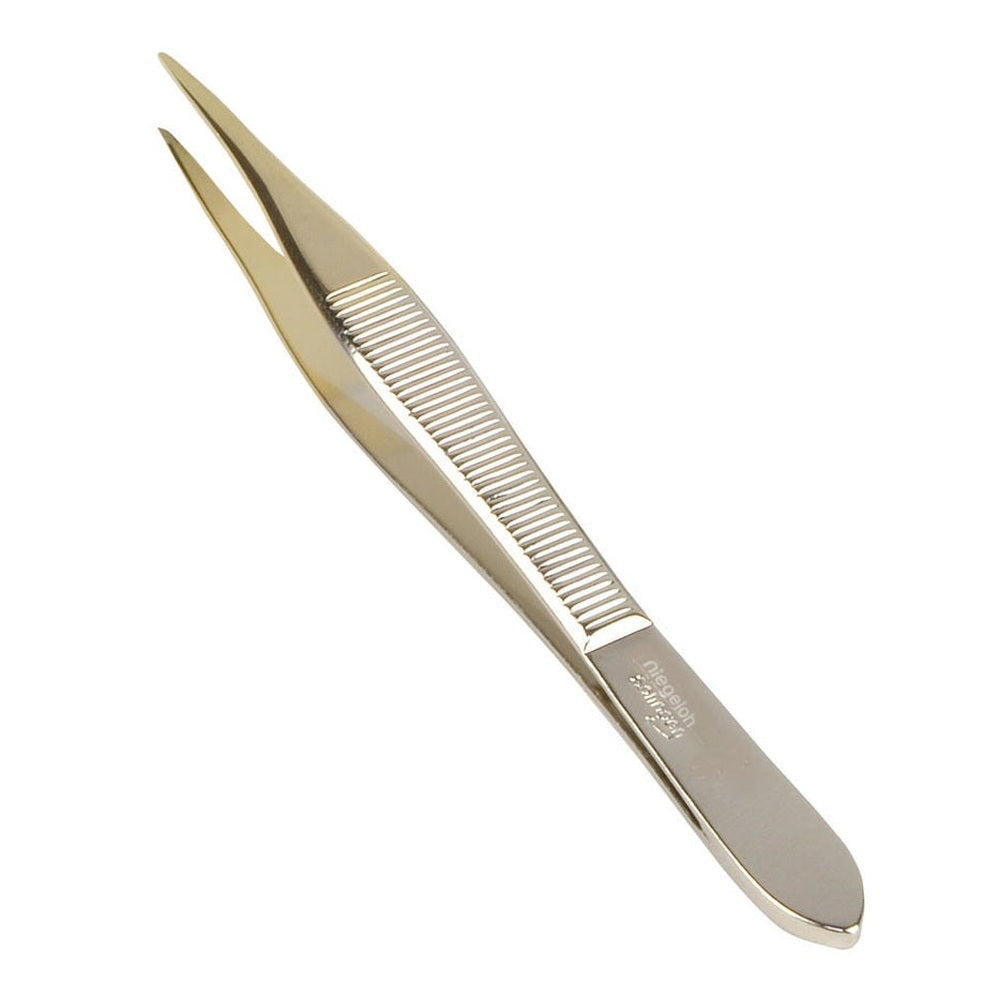 Pince à épiler, pointue, partiellement dorée, 9 cm