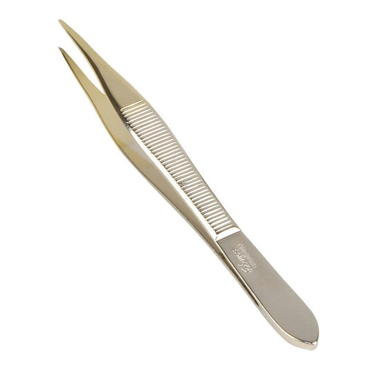 Tweezers, pointed, partly gold-plated, 9 cm