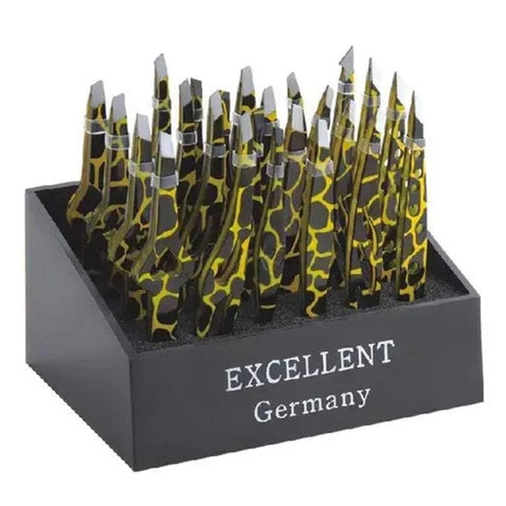 Présentoir de 24 pinces à épiler – Longueur 9 cm