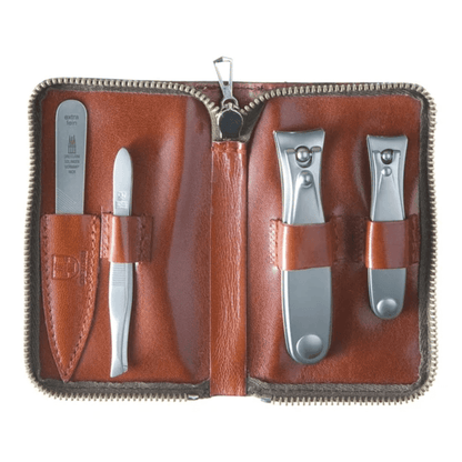 Dreiturm premium manicure and pedicure set in a genuine leather case, model Whisky