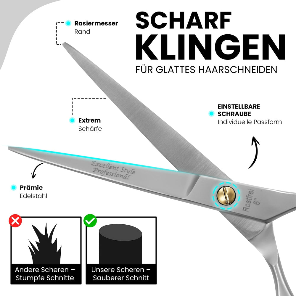 Ciseaux de coiffure professionnels en acier inoxydable – forme de poignée ergonomique