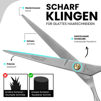 Ciseaux de coiffure professionnels en acier inoxydable – forme de poignée ergonomique