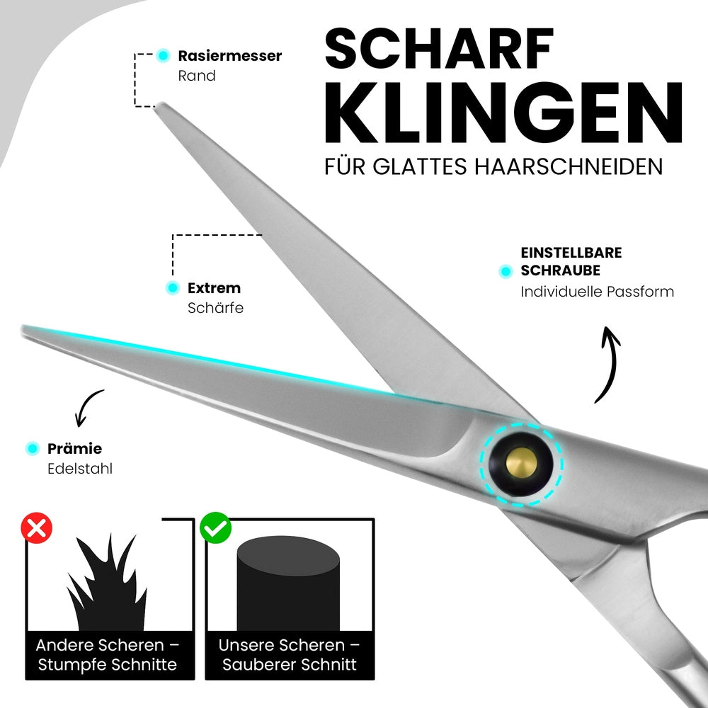 Hair scissors with micro-serrated blade that holds the hair securely – view 3
